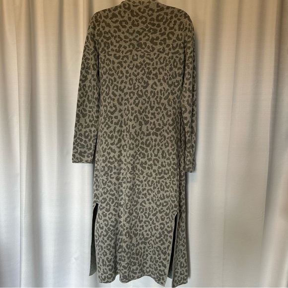 Ruby Moon Duster Cardigan Cotton Long Line Open Front Gray Animal Print Size XS - Picture 7 of 9